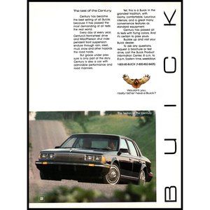 1985 Buick Century Sedan Vintage Print Ad 80s Classic Car Wall Art Man Cave